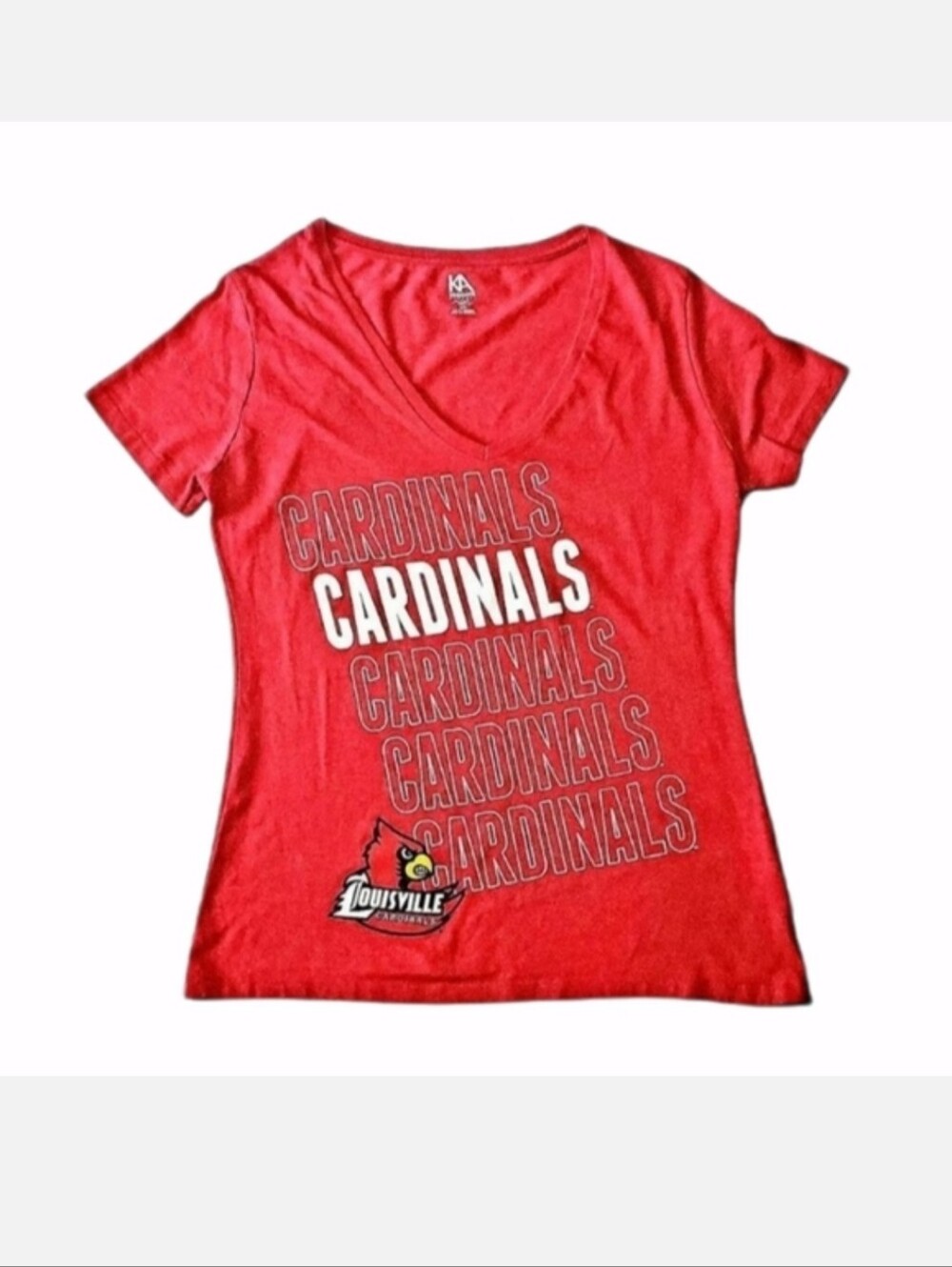 Louisville Cardinals V-neck Short Sleeve T-shirt UofL Sports Fan Top Large